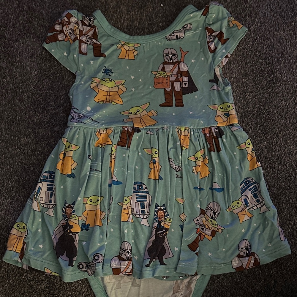 Little Sleepies Star Wars The Mandalorian Baby Yoda Dress Bodysuit